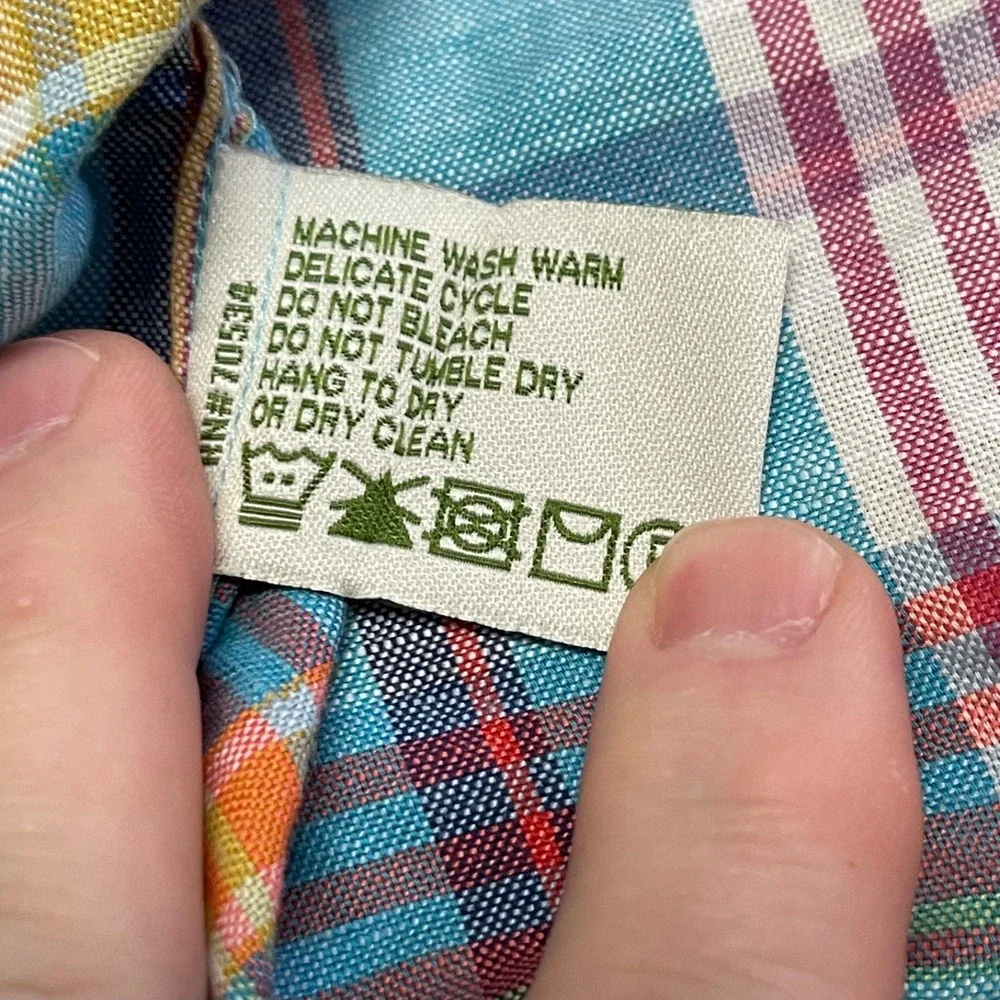Orvis Men's XLarge Multicolor‎ Plaid Linen/Cotton Short Sleeve Button Up Shirt